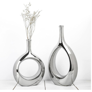 Contemporary Handmade Metal Tabletop Vase With Swirl Design Brown And <b>Silver</b> Finish Decorative Home Accent - Product Image 4