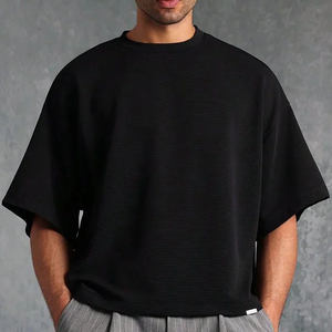 เสื้อยืดผู้ชายขายดี คุณภาพสูง คอวี ทรงปกติ ผ้าหนานุ่ม ซักแบบวินเทจ ผ้าฝ้ายถัก 100% หนา GSM - Product Image 5