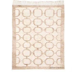 Tapis marocain en laine nouée à la main à motifs abstraits pour le salon - Product Image 2
