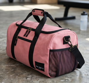 Sac de sport en toile rose avec fermeture éclair, durable, style vêtements de sport, sacs de sport en toile unisexe - Product Image 4
