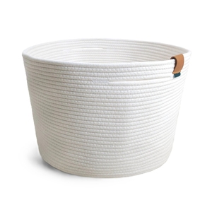 Ensemble de 2 paniers de rangement ronds tissés avec un design bicolore en crème et vert menthe pour l'organisation du salon - Product Image 2