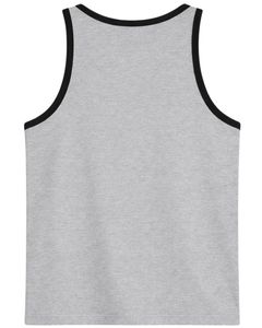 Camiseta sin mangas para hombre, color gris oscuro personalizado con ribete en negro, chaleco de algodón de color sólido, informal, para verano, gimnasio, entrenamiento, fitness. - Product Image 2