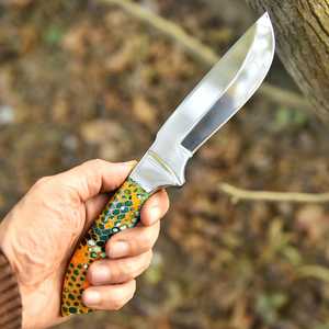 Excellent Quality Carbon Steel Fixed Blade Hunting Knife OEM ODM Available <b>Honey</b> Comb Exotic Handle Outdoor Survival Knives - Product Image 3