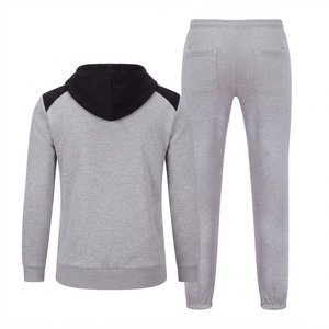 Nouveautés : Ensemble de survêtement gris personnalisé pour homme, couleur unie, tricoté, style décontracté, automne, sweat-shirts et pantalons à fermeture éclair intégrale - Product Image 2