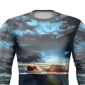 T-shirt décontracté à manches longues pour homme, col rond, coupe classique, en coton/fibre de bambou, tricoté, respirant et à séchage rapide, design uni - Product Image 2