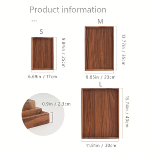 1 <b>Walnut</b> Wood Rectangular Tray for Tea, Breakfast, <b>Coffee</b>, and Snacks Wooden Breakfast Trays - Product Image 3