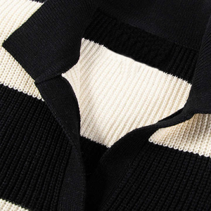 AL SWANS INTERNATIONAL Pull à col rond pour homme en polyester/coton rayé, tricoté, séchage rapide, anti-plis, personnalisable, manches longues - Product Image 4