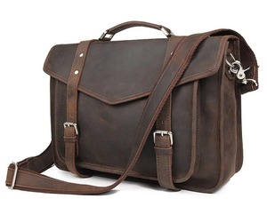 Porte-documents en cuir véritable Crazy Horse pour homme, sac pour ordinateur portable 15 pouces, porte-documents en cuir, sac de bureau pour homme LLB-0384 - Product Image 1