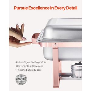Set da Buffet in Acciaio Inox da 8 Qt, 2 Pezzi con Pentole Grandi e Coperchio Rettangolare per Catering e Vassoi di Servizio - Product Image 2