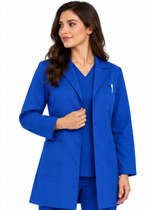 Female <b>Doctor</b> Lab <b>Coat</b> White Long Sleeve Professional Medical Uniform Breathable Cotton Blend Laboratory Workwear Hospital - Product Image 4
