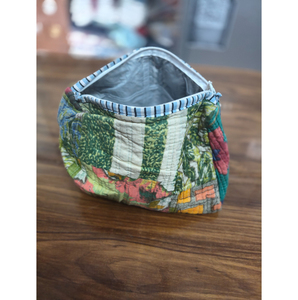 Pochette cosmétique vintage en coton patchwork, petite, avec fermeture éclair, portable, motif floral multicolore, idéale comme cadeau - Product Image 2