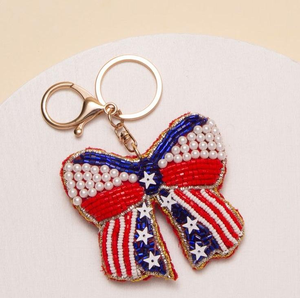 Luxury Beaded Embroidery Keychain Unique Design Seed beads Keychains Eco-Friendly <b>Waterproof</b> Durable Bag Charm Designer - Product Image 1