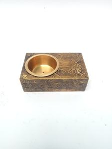 Decorative Religious Wooden Bakhoor Burner Golden Antique Finish Arabic Incense Burner Hand-made Natural <b>decor</b> incense - Product Image 3