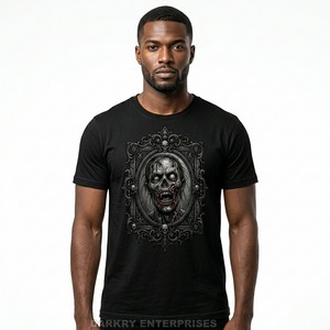 Custom Mens T Shirt Vintage <b>Frame</b> Zombie Portrait Graphic Tee High Quality Cotton Streetwear T-shirt Manufacturer Wholesale - Product Image 1
