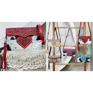 Sac à bandoulière en cuir de vachette fait main pour femme, style western, avec motif cœur, mini sac à main pour dames, vente en gros - Product Image 1