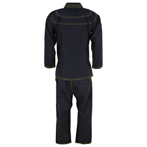 Uniforme de BJJ unisex negro de marca personalizada, ligero, transpirable, de tela de poliéster y algodón, con logotipo personalizado en la parte delantera y trasera, servicio OEM. - Product Image 2