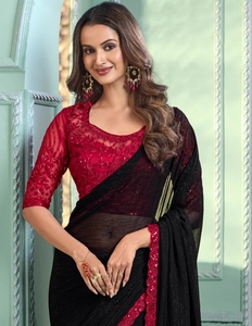 Sari de Georgette estilo Bollywood adornado - Product Image 2