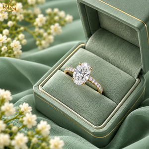 แหวนเพชรรูปไข่ทรงโอวัล ประดับเพชรรอบวง ทองคำแท้ 9K 14K 18K ดีไซน์แบบ Pave Band เครื่องประดับชั้นดี |   แหวนหมั้นเจ้าสาว ดีไซน์คลาสสิคทรงวงรี ตัวเรือนทอง - Product Image 4