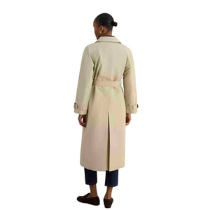 Abrigo largo de mujer con cuello con muescas personalizado, doble botonadura, manga larga, informal, de otoño, con forro de borreguito bordado. - Product Image 2