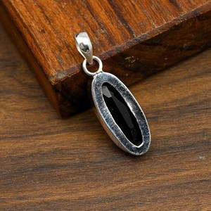 Pendentif en spinelle noire, fait main, en argent sterling 925, forme cœur, bijou en pierre naturelle, cadeau - Product Image 2