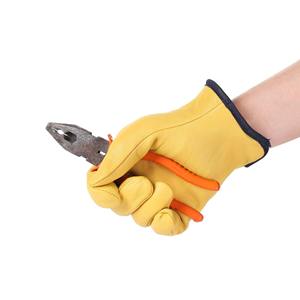 Gants de sécurité en cuir, longueur poignet, thermiques, écologiques, compatibles écran tactile, détection d'aiguilles, style uni, pour usage extérieur hivernal, jaunes - Product Image 2