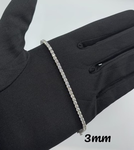 Luxury 2mm 3MM Brilliant Cut Moissanite Sterling Silver Tennis Bracelet Silver Plated Iced Hip Hop Jewellery Slim Elegant Wrist - Product Image 3