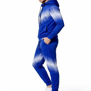 Conjunto Deportivo para Hombre, Sudadera con Capucha y Cierre de Cremallera, Pantalones Deportivos, Color Sólido Degradado, Personalizable con Cordón Ajustable, Cómodo - Product Image 3