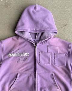 **Custom Embroidered Utility Pocket Zip Hoodie Premium Heavyweight Fleece Streetwear Hoodie Oversized Organic Cotton Hoodies - Product Image 2