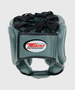 Último Modelo de Protector de Cabeza para Entrenamiento de Kickboxing, Color Verde Militar, Cuero Vacuno Genuino, Diseño Abierto, para Muay Thai - Product Image 3