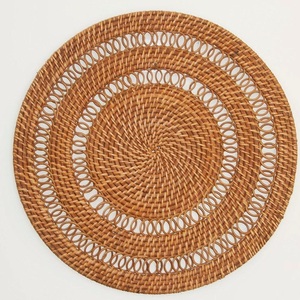 Rattan placemats for sale circle floral placemat <b>trivet</b> decorative flower designed place mats - Product Image 4