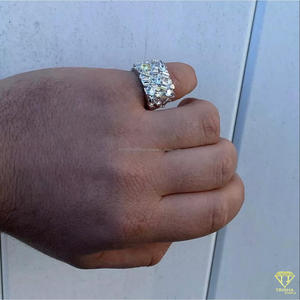 Lab Grown Diamond Cluster Statement <b>Ring</b> for Men White <b>Gold</b> Iced Out Round Cut Luxury Hip Hop <b>Cocktail</b> <b>Ring</b> - Product Image 5