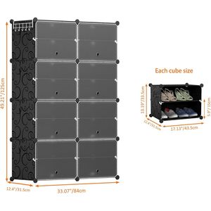 Scarpiera in Plastica a 8 Ripiani, Armadietto Portascarpe da 32 Paia con Organizer per Armadio, Corridoio, Camera da Letto o Ingresso - Product Image 3