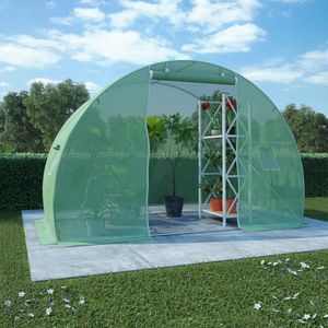 Invernadero de Jardín de 48.4 Pies Cuadrados con Acero Galvanizado y Malla de Polietileno Verde - Product Image 1