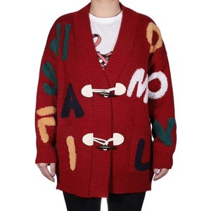 Wholesale Womens Fiber Jacquard Knit Solid <b>Cardigan</b> OEM Custom Logo Oversized Button <b>Sweater</b> Manufacturer - Product Image 2