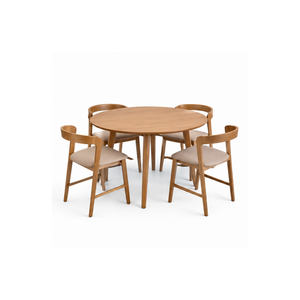 Ensemble de salle à manger rond en teck scandinave moderne ARTERRA Premium avec chaises pour projet hôtelier - Product Image 1