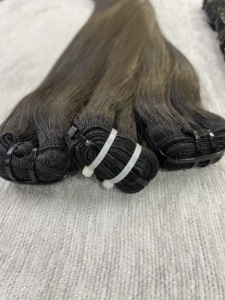 ผมต่อเวียดนามแท้ Remy แบบเครื่องจักรเย็บสองชั้น สีดำ แบบถักเป็นช่อ พร้อมดัดลอนทุกสี ผมหนาแน่นสองชั้น - Product Image 2