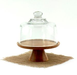 High Quality Decorative Party Wooden <b>Cake</b> <b>Stand</b> <b>Glass</b> Dome Cover Dishwasher Safe for Anniversary <b>Cake</b> Presentation Elegant Setup - Product Image 2