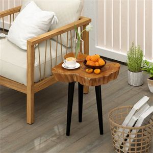 Table d'appoint en teck massif, design irrégulier, couleur marron - Product Image 6
