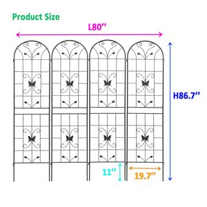 Set di 4 tralicci da giardino in metallo antiruggine 220 cm x 50 cm, supporto per piante rampicanti da esterno, categoria prodotto: recinzioni e cancelli - Product Image 5