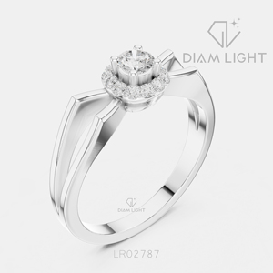 Bague de fiançailles en diamant de laboratoire rond certifié IGI 0,146 CT, or blanc 14 carats, couleur F+, clarté VS+, halo, bague de promesse pour femme - Product Image 2