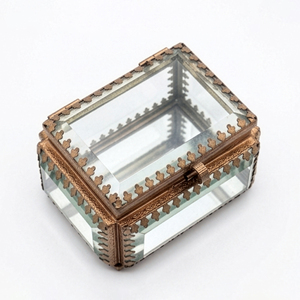 Una caja de joyas o baratijas de vidrio biselado de estilo antiguo con molduras de metal en tonos de cobre Fabricante y Exportadores - Product Image 5