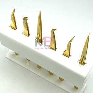 Juego de Pinzas para Pestañas Chapadas en Oro con Puntas Dentadas de Precisión para Extensiones de Pestañas, Pinzas para Extensiones de Pestañas con Logotipo Personalizado - Product Image 2