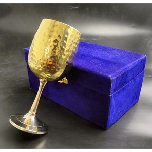 Handmade Brass <b>Wine</b> <b>Goblet</b> Round Embossed Luxury Design For Party Use - Product Image 2