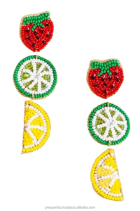 ต่างหูห้อยลายดอกไม้โบฮีเมียนประดับลูกปัดช็อกโกแลตสตรอว์เบอร์รี เครื่องประดับเก๋ไก๋สำหรับงานปาร์ตี้ ของขวัญน่ารัก - Product Image 3