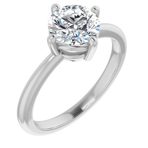 Anillo de Compromiso Solitario con Moissanita VVS1 de Corte Brillante Redondo, Clásico con Engaste de 4 Puntas, Oro Blanco Sólido de 10K, Anillo de Promesa - Product Image 3