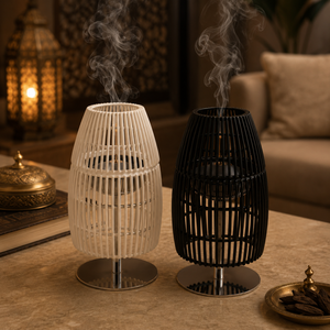 Mabkhara en bois contemporain avec finition laiton doré, brûleur de Bakhoor, porte-oud arabe, centre de table de luxe, décoration pour encens au charbon, fournisseur de cadeaux - Product Image 5