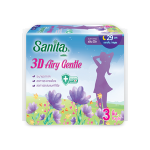 Sanita 3D Airy Gentle Slim Wing Menstrual <b>Pads</b> 29 Cm Night <b>Heavy</b> Absorbency Breathable Non-Woven Fabric - Product Image 1