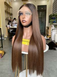 Perruques droites à os long Perruque frontale en dentelle de cheveux humains vietnamiens Perruques Remy Cheveux humains naturels - Product Image 4