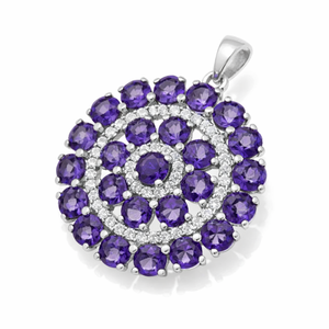 จี้รูปดอกไม้ทำจากอเมทิสต์แท้ 100% สำหรับผู้หญิงจาก Rhaya Jewels ชุบโรเดียม เงินสเตอร์ลิง ดีไซน์เรียบหรู ของขวัญสุดพิเศษจากราชสถาน - Product Image 3