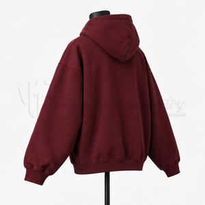 Custom Unisex Oversized Pullover <b>Hoodie</b> <b>Burgundy</b> Fleece Sweatshirt with Star Patch Pocket Streetwear <b>Hoodie</b> for <b>Men</b> - Product Image 4